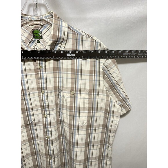 Timberland Mens Large Short Sleeve Button Down Plaid Shirt - Picture 3 of 12
